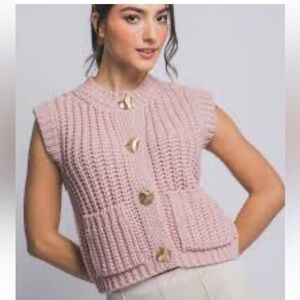 Love Tree Blush Buttoned Knit Cardigan